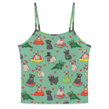 Load image into Gallery viewer, Fancy Dress Pugs Women's Cami and Shorts Pajama Set-Apparel-Apparel,Dog Mom Gifts,Pajamas,Pug-Mint Green-XS-17