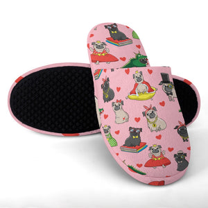 Fancy Dress Pugs Women's Cotton Mop Slippers-Footwear-Accessories, Pug, Slippers-11