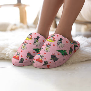 Fancy Dress Pugs Women's Cotton Mop Slippers-Footwear-Accessories, Pug, Slippers-9