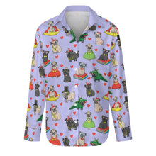 Load image into Gallery viewer, Fancy Dress Pugs Women's Shirt-Apparel-Apparel,Dog Mom Gifts,Pug,Shirt-S-LightSteelBlue-12
