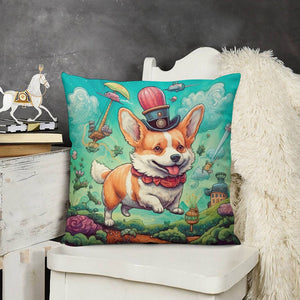 Fantastical Flight Corgi Plush Pillow Case-Cushion Cover-Corgi, Dog Dad Gifts, Dog Mom Gifts, Home Decor, Pillows-3