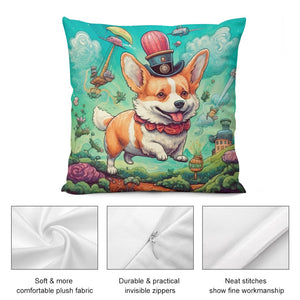 Fantastical Flight Corgi Plush Pillow Case-Cushion Cover-Corgi, Dog Dad Gifts, Dog Mom Gifts, Home Decor, Pillows-5