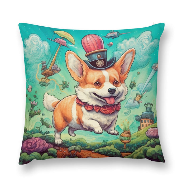 Fantastical Flight Corgi Plush Pillow Case-Cushion Cover-Corgi, Dog Dad Gifts, Dog Mom Gifts, Home Decor, Pillows-12 