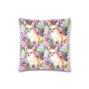 Fawn and White Chihuahua Azaleas Throw Pillow Covers-Cushion Cover-Chihuahua, Home Decor, Pillows-Four Chihuahuas-3
