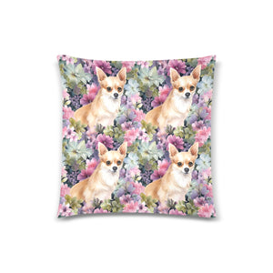 Fawn and White Chihuahua Azaleas Throw Pillow Covers-Cushion Cover-Chihuahua, Home Decor, Pillows-4