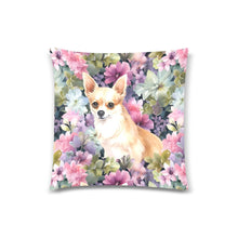 Load image into Gallery viewer, Fawn and White Chihuahua Azaleas Throw Pillow Covers-Cushion Cover-Chihuahua, Home Decor, Pillows-One Chihuahua-1