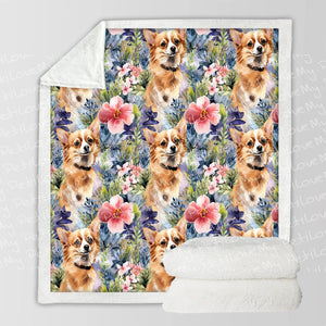Fawn and White Chihuahuas Garden Gala Soft Warm Fleece Blanket-Blanket-Blankets, Chihuahua, Home Decor-10
