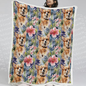 Fawn and White Chihuahuas Garden Gala Soft Warm Fleece Blanket-Blanket-Blankets, Chihuahua, Home Decor-11