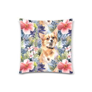 Fawn and White Chihuahua's Garden Gala Throw Pillow Covers-Cushion Cover-Chihuahua, Home Decor, Pillows-One Chihuahua-1