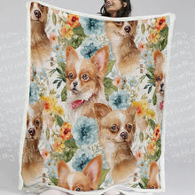 Load image into Gallery viewer, Fawn and White Chihuahuas in Bloom Soft Warm Fleece Blanket-Blanket-Blankets, Chihuahua, Home Decor-11