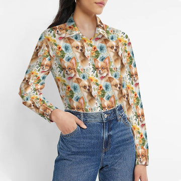 Fawn And White Chihuahuas In Bloom Womens Shirt 14 360x