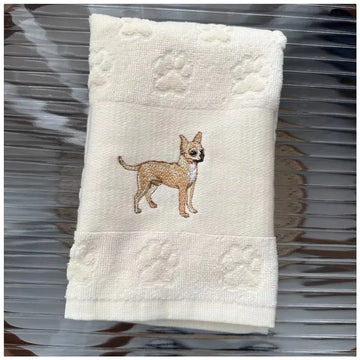 Fawn Chihuahua Love Large Embroidered Cotton Towel 360x