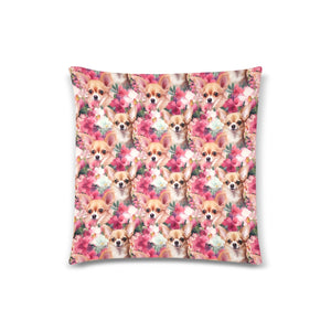 Fawn Chihuahuas Amongst Peonies and Roses Throw Pillow Cover-Cushion Cover-Chihuahua, Home Decor, Pillows-One Size-2