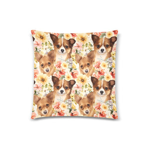 Fawn Chihuahuas Floral Tapestry Throw Pillow Cover-Cushion Cover-Chihuahua, Home Decor, Pillows-One Size-2