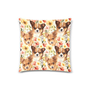 Fawn Chihuahuas Floral Tapestry Throw Pillow Cover-Cushion Cover-Chihuahua, Home Decor, Pillows-One Size-1