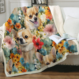Fawn Chihuahuas in Bloom Soft Warm Fleece Blanket-Blanket-Blankets, Chihuahua, Home Decor-11