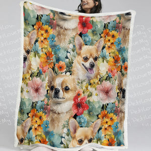 Fawn Chihuahuas in Bloom Soft Warm Fleece Blanket-Blanket-Blankets, Chihuahua, Home Decor-12