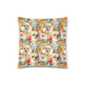 Fawn Chihuahus Blossoming Delight Throw Pillow Cover-Cushion Cover-Chihuahua, Home Decor, Pillows-One Size-2