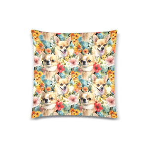 Fawn Chihuahus Blossoming Delight Throw Pillow Cover-Cushion Cover-Chihuahua, Home Decor, Pillows-One Size-1