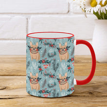 Load image into Gallery viewer, Fawn / Cream Festive French Bulldog Winter Flora Christmas Coffee Mug-3