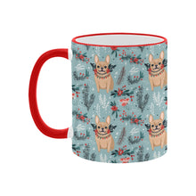 Load image into Gallery viewer, Fawn / Cream Festive French Bulldog Winter Flora Christmas Coffee Mug-2