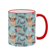 Load image into Gallery viewer, Fawn / Cream Festive French Bulldog Winter Flora Christmas Coffee Mug-5
