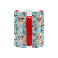 Load image into Gallery viewer, Fawn / Cream Festive French Bulldog Winter Flora Christmas Coffee Mug-6
