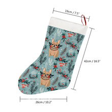 Load image into Gallery viewer, Fawn / Cream Festive French Bulldog Winter Flora Christmas Stocking-Christmas Ornament-Christmas, French Bulldog, Home Decor-26X42CM-White-4