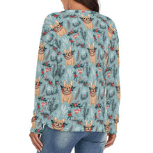 Load image into Gallery viewer, Fawn / Cream Festive French Bulldog Women&#39;s V-Neck Christmas Sweater-Apparel-Apparel,Christmas,Dog Mom Gifts,French Bulldog,Sweater,Sweatshirt-2