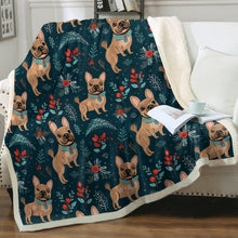 Load image into Gallery viewer, Fawn / Cream French Bulldog Festive Flair Christmas Blanket-Blanket-Blankets, Christmas, French Bulldog, Home Decor-2