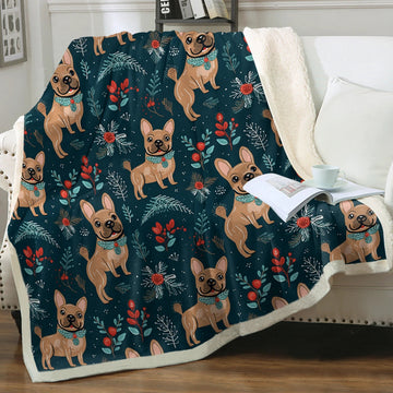 Fawn Cream French Bulldog Festive Flair Christmas Blanket 360x