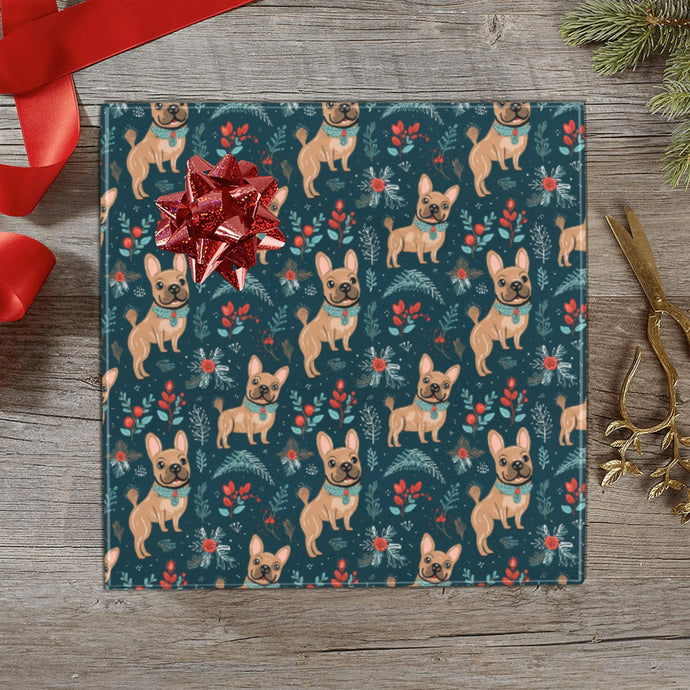 Fawn / Cream French Bulldog Festive Flair Christmas Gift Wrapping Paper - 2 Rolls-Christmas Ornament-Christmas,French Bulldog,Wrapping Paper-1