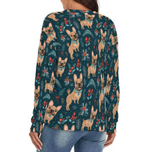 Load image into Gallery viewer, Fawn / Cream French Bulldog Festive Flair Women&#39;s V-Neck Christmas Sweater-Apparel-Apparel, French Bulldog, Sweater-2