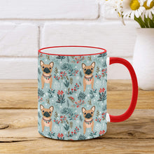 Load image into Gallery viewer, Fawn / Cream French Bulldog Frolic in Winter Botanicals Christmas Coffee Mug-2