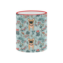 Load image into Gallery viewer, Fawn / Cream French Bulldog Frolic in Winter Botanicals Christmas Coffee Mug-5