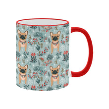 Load image into Gallery viewer, Fawn / Cream French Bulldog Frolic in Winter Botanicals Christmas Coffee Mug-4