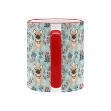 Load image into Gallery viewer, Fawn / Cream French Bulldog Frolic in Winter Botanicals Christmas Coffee Mug-6
