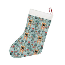 Load image into Gallery viewer, Fawn / Cream French Bulldog Frolic in Winter Botanicals Christmas Stocking-Christmas Ornament-Christmas, French Bulldog, Home Decor-26X42CM-White-1