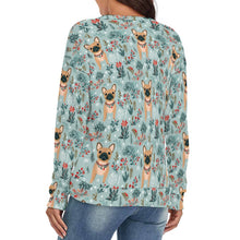 Load image into Gallery viewer, Fawn / Cream French Bulldog Frolic Women's V-Neck Christmas Sweater-Apparel-Apparel,Christmas,Dog Mom Gifts,French Bulldog,Sweater,Sweatshirt-4