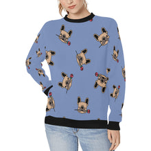 Load image into Gallery viewer, Red Rose Fawn Frenchies Women&#39;s Sweatshirt - 4 Colors-Apparel-Apparel, French Bulldog, Sweatshirt-Blue-S-3