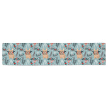 Load image into Gallery viewer, Fawn French Bulldogs Frolic in Winter Botanicals Christmas Decoration Table Runners - 2 Designs-Home Decor-Christmas, French Bulldog, Home Decor-White1-ONE SIZE-2