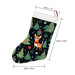 Fawn / Gold and White Chihuahua Christmas Charm Blanket Christmas Stocking-Christmas Ornament-Chihuahua, Christmas, Home Decor-26X42CM-White-4