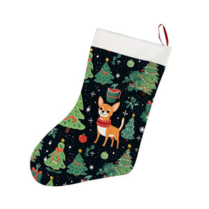 Fawn / Gold and White Chihuahua Christmas Charm Blanket Christmas Stocking-Christmas Ornament-Chihuahua, Christmas, Home Decor-26X42CM-White-1
