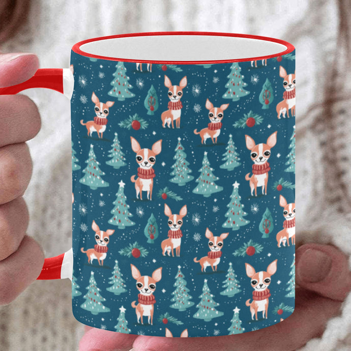 Fawn / Gold and White Chihuahua Winter Wonderland Christmas Coffee Mug-White2-ONE SIZE-1