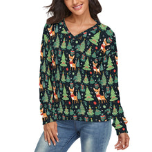 Load image into Gallery viewer, Fawn / Gold Chihuahua Charm Women's V-Neck Christmas Sweater-Apparel-Apparel,Chihuahua,Christmas,Dog Mom Gifts,Sweater,Sweatshirt-3