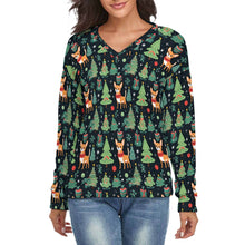 Load image into Gallery viewer, Fawn / Gold Chihuahua Charm Women's V-Neck Christmas Sweater-Apparel-Apparel,Chihuahua,Christmas,Dog Mom Gifts,Sweater,Sweatshirt-S-White8-1