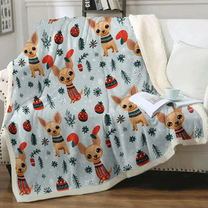 Fawn / Gold Chihuahua Yuletide Joy Christmas Blanket-Blanket-Blankets, Chihuahua, Christmas, Home Decor-11