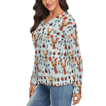 Load image into Gallery viewer, Fawn / Gold Chihuahua Yuletide Joy Women&#39;s V-Neck Christmas Sweater-Apparel-Apparel,Chihuahua,Christmas,Dog Mom Gifts,Sweater,Sweatshirt-3