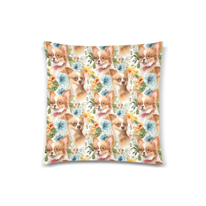Fawn White Chihuahuas Springtime Blossom Throw Pillow Cover-Cushion Cover-Chihuahua, Home Decor, Pillows-One Size-2