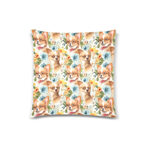 Fawn White Chihuahuas Springtime Blossom Throw Pillow Cover-Cushion Cover-Chihuahua, Home Decor, Pillows-One Size-1
